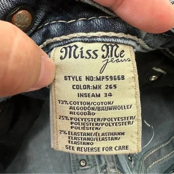 Miss Me Jeans Mid Rise Bootcut Embellished Back Pockets‎ Cropped Womens Sz 30 - Picture 12 of 16